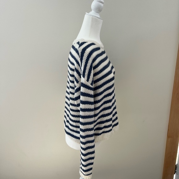 Cyrus Navy and Cream Striped Sweater- Large - Picture 4 of 6